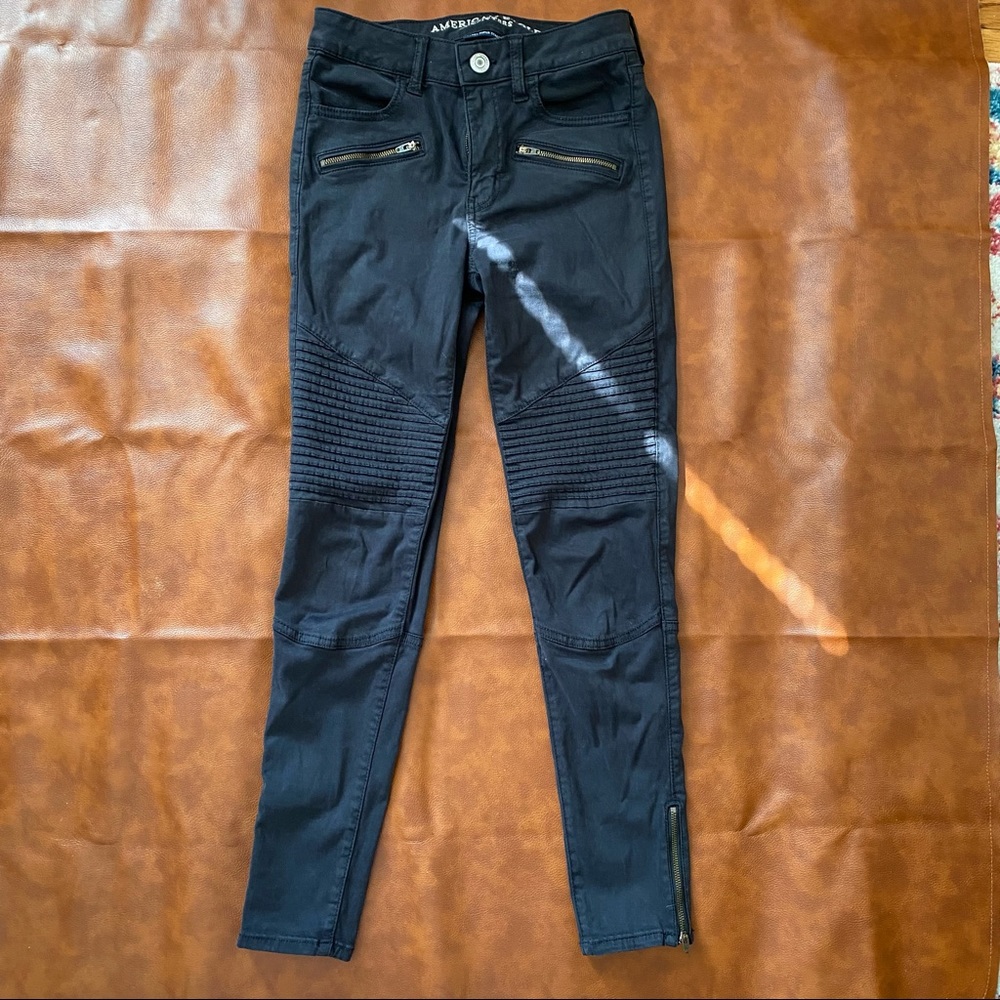 American Eagle High Rise Motto Jeggings - Black - 0
